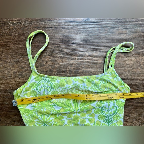 TOMMY HILFIGER swimsuit one piece bright green sz 10 EUC tropical floral bathing - Picture 9 of 16